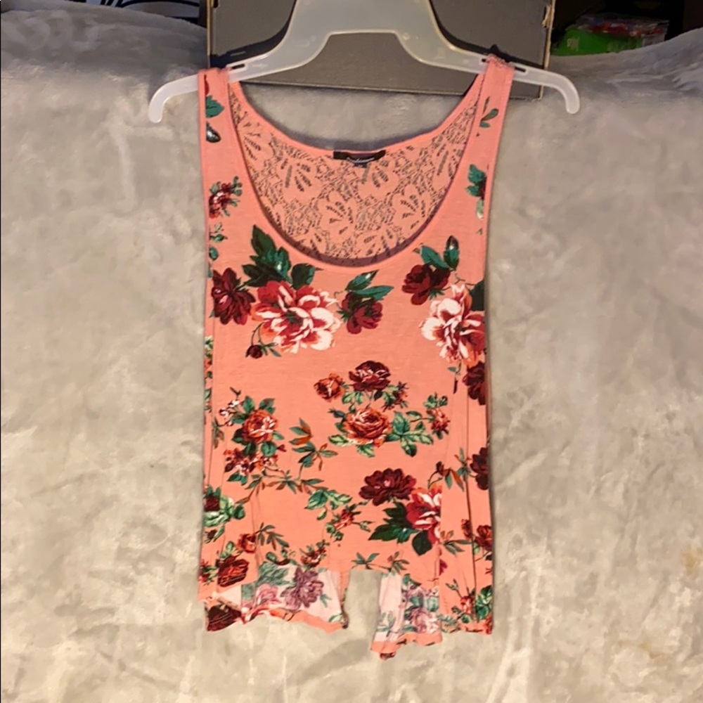 Peach floral shirt